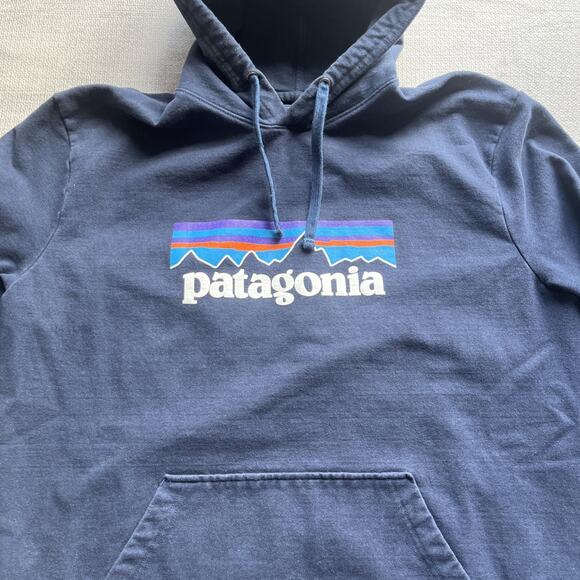 Patagonia Hoodie Women’s Large Pullover Navy Blue P-6 Logo Uprisal Sweatshirt - Picture 2 of 7